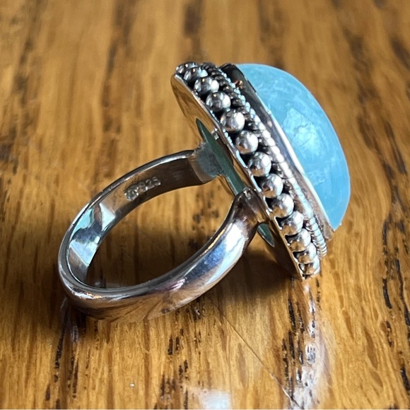 ⭐️ Doug Paulus DP Sterling Silver Milky Aquamarine
Statement Ring Sz 7.25 - Picture 7 of 12
